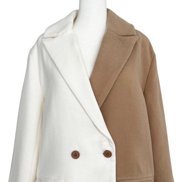 Steve Madden Caroline Two Tone Camel Ivory Long Coat NWT (S) - Picture 11 of 16